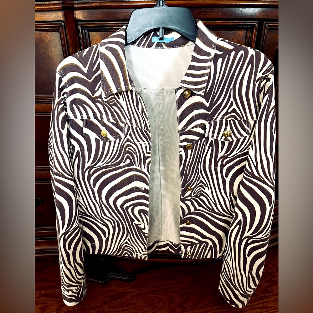 J McLaughlin Brown zebra print Jacket
